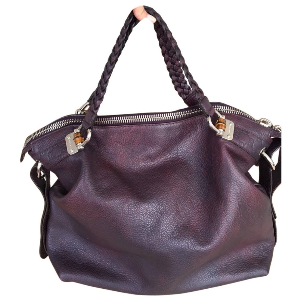 Authentic GUCCI Leather Large Bamboo Bar Tote